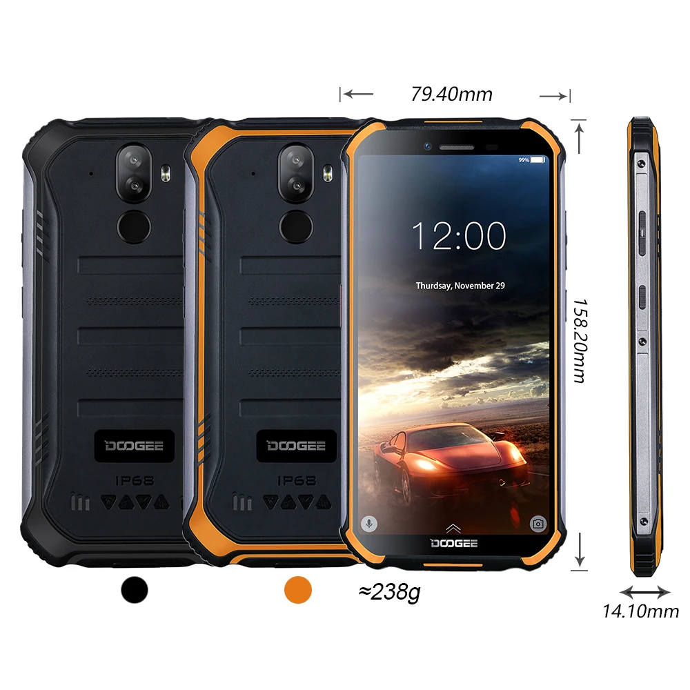 DOOGEE S40 Прочный Android 9,0 Мобильный телефон 5,5 дюймов дисплей 4650 мАч MT6739 четырехъядерный 3 ГБ ОЗУ 32 Гб ПЗУ 8,0 МП IP68/IP69K 4G
