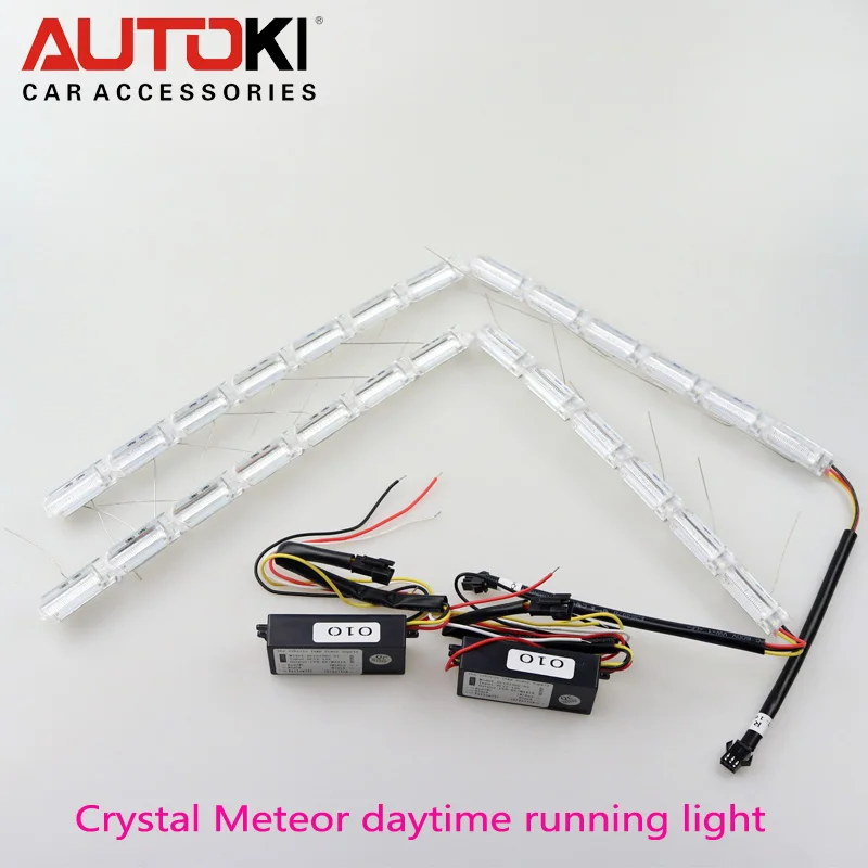 

Autoki Universal Crystal Meteor Dual Color LED Flexible DRL with Turn Signal Light White + Yellow meteor
