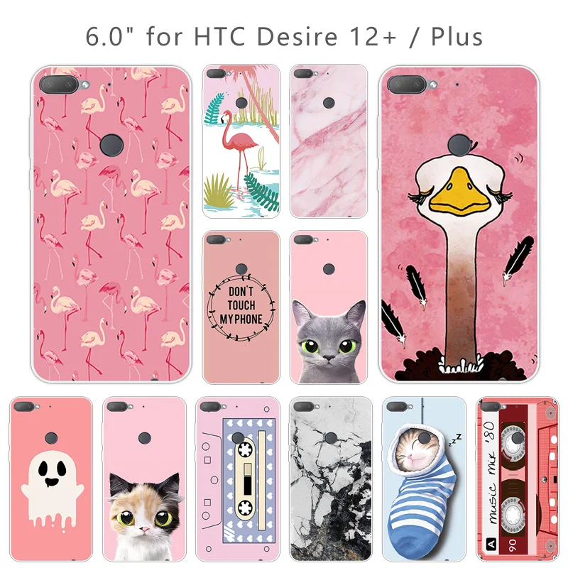 

TPU for HTC Desire 12 Plus Fitted Pink Case 6.0" Transparent Ultra Thin Soft Silicone for HTC Desire 12+ Back Phone Cover