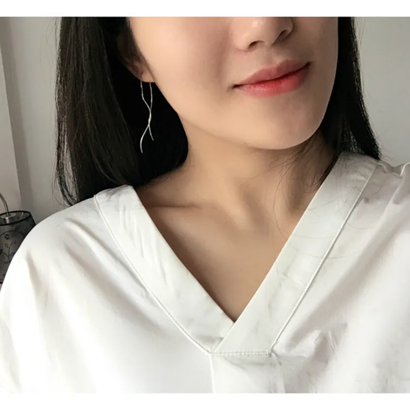 Корейская версия новой богемной моды ювелирных изделий простой s-образный крюк симметричные длинные серьги с кисточками женские элегантные серьги