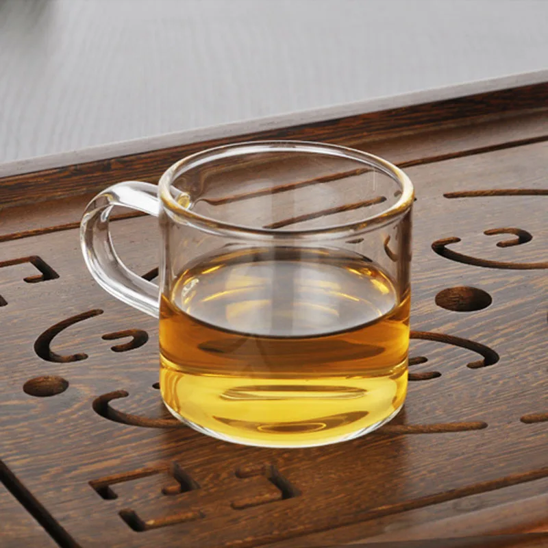2pcs Clear Hand blown Glass Tea Cups Simple Heat resistant Kungfu Tea