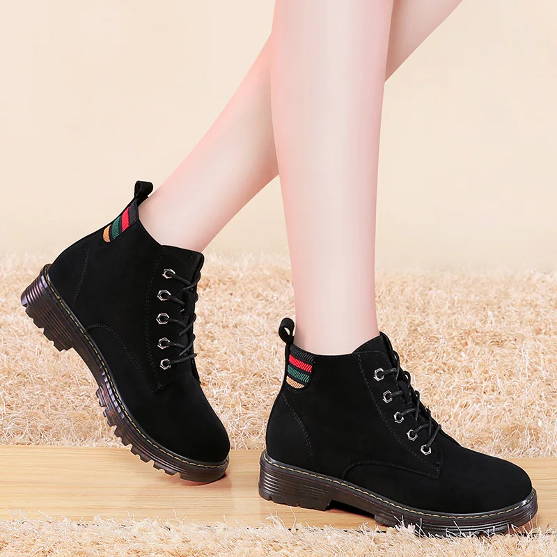 

MYCORON New Arrivals Women Luxury Designers Ankle Boots Lace-Up Solid Shoes High Quality Hot Sale Winter Boots Botas Feminina