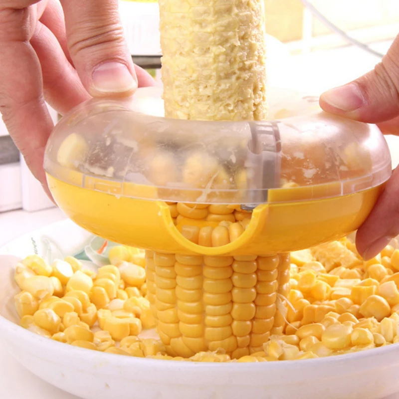 

2pcs / Lot Round Corn Peeler With Built-in Stainless Steel Blade For Quick And Easy Corn Threshing Home Kitchen Cooking Tools