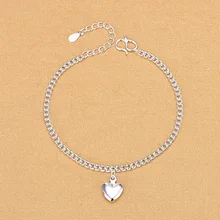 Высокое качество, опт, настоящая 925 пробы, серебряные звенья, браслеты-цепочки с сердцем, браслеты с подвесками, хорошее ювелирное изделие