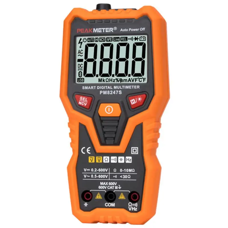 

PEAKMETER PM8247S Smart Auto Range Professional Digital Multimeter Voltmeter with NCV Frequency Backlight