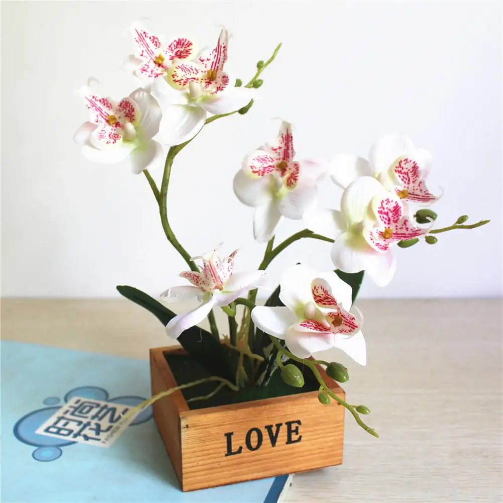 Artificial Butterfly Orchid Potted Plants Silk Decorative Flower with Plastic Pots for Home Balcony Decoration Vase Set Artificial Butterfly Orchid Potted Plants Silk Decorative Flower with Plastic Pots for Home Balcony Decoration Vase Set