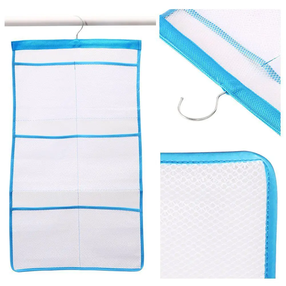 

HobbyLane 6 Pockets Mesh Bath Shower Organizer Hanging Bag Space Saving Storage Bag underwear Bra Socks Organizer Bags