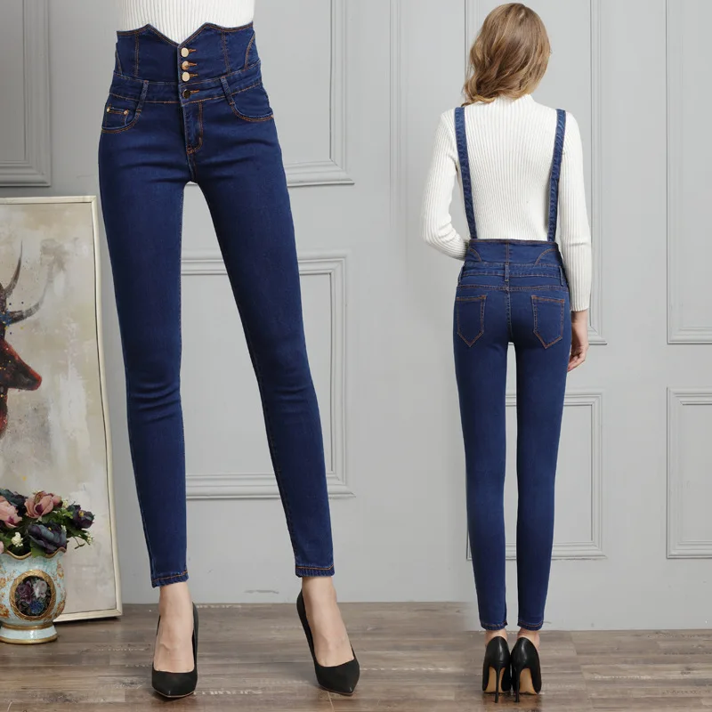 

Women Jeans Overalls Boyfriend Jeans for Women Denim Pants Straps Backless Lady Buttons Jeans Woman