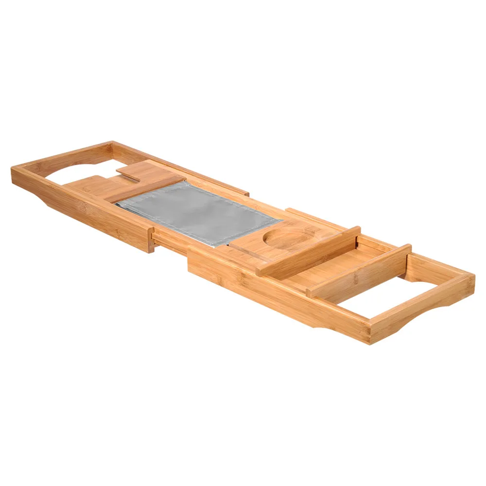 LANGRIA Bamboo BathtubTray Handcrafted Bath Tray Bathroom Shelves bathtub caddy bath caddy Bath Rack Bathroom Storage Stand Tray10