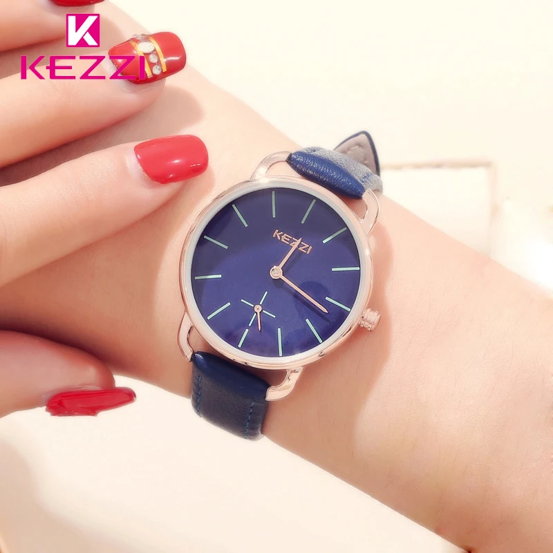 

Kezzi Brand Watch Woman Big Dial Leather Waterproof Quartz Wristwatches Casual Sports Student Watches Relojes Montre Femme