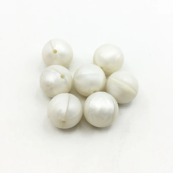 pearl white 15 мм 100 шт/партия силиконовые бусины безопасный Прорезыватель Круглые Детские Прорезыватели для зубов DIY жевательные красочные Прорезыватели для младенцев - Цвет: pearl white