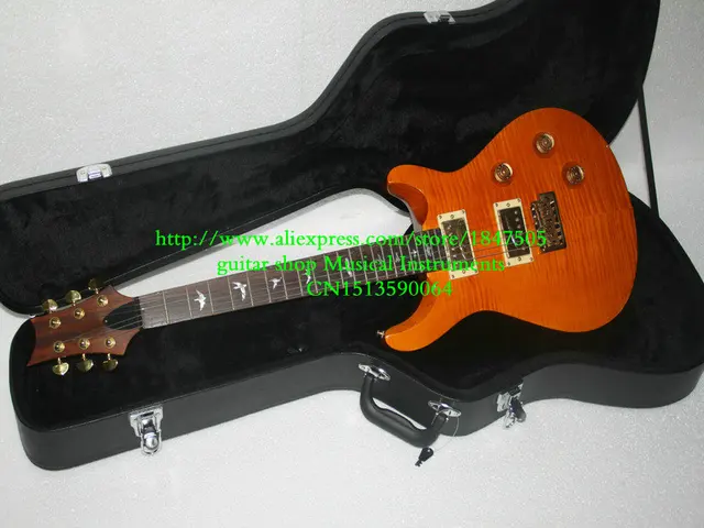 Cheap High Quality Newest Yellow Custom Shop Electric Guitar with case Very From China