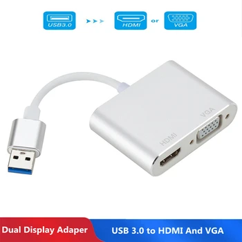 

2-in-1 USB to HDMI Converter audio Video Cable USB 3.0 to HDMI VGA Adapter 4 K HD 1080 P Multi-Display For MacBook Computer