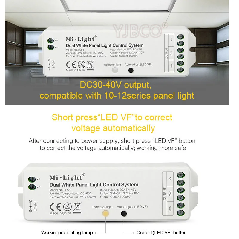 

New milight LS3 led controller ;DC42V~45V Input;DC30V~40V 900mA Output;led Dual White Panel Light Control System