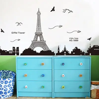 DIY Family Removable Paris City Eiffel Tower Art Decal Mural Bedroom Wall Sticker Vinyl Room Decor Stickers | Дом и сад