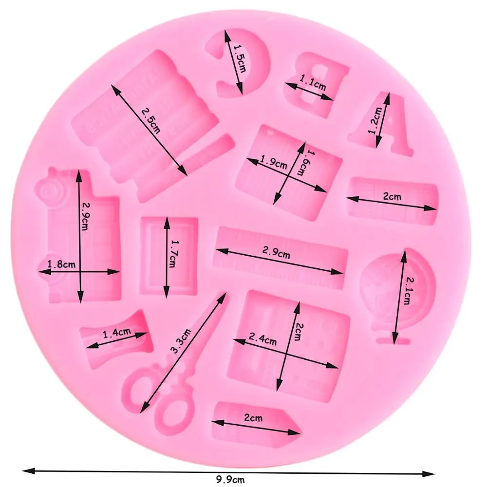 Школьного Кабинета инструменты, силиконовые формы Атлас мира Ножницы Детские линейка с изображением автомобиля ручка для конфет шоколада Fondant(сахарная) форма для выпечки тортов DIY украшения инструменты