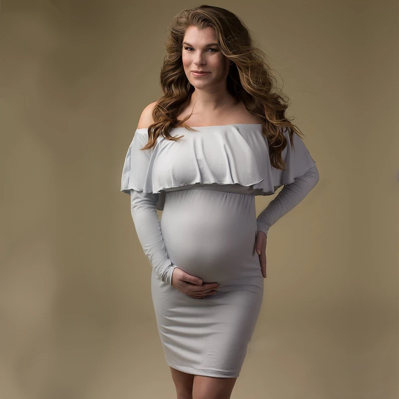 

Le Couple 2019 NEW Cotton maternity clothes Ruffles full pregnancy clothes Fashion Summer Women Dress for Pregnancy