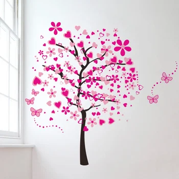 

MEYA DIY Large Wallpaper For Pink Butterfly Flower Tree Living Room Bedroom Backdrop Home Decor Wall Stickers 60*90cm*2