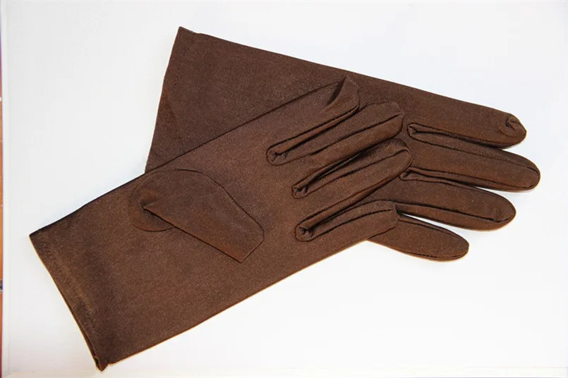 1 пара, хорошо тянущиеся короткие летние уличные женские перчатки, черные, белые женские наручные перчатки, Элегантные Короткие Вечерние перчатки - Цвет: Шоколад