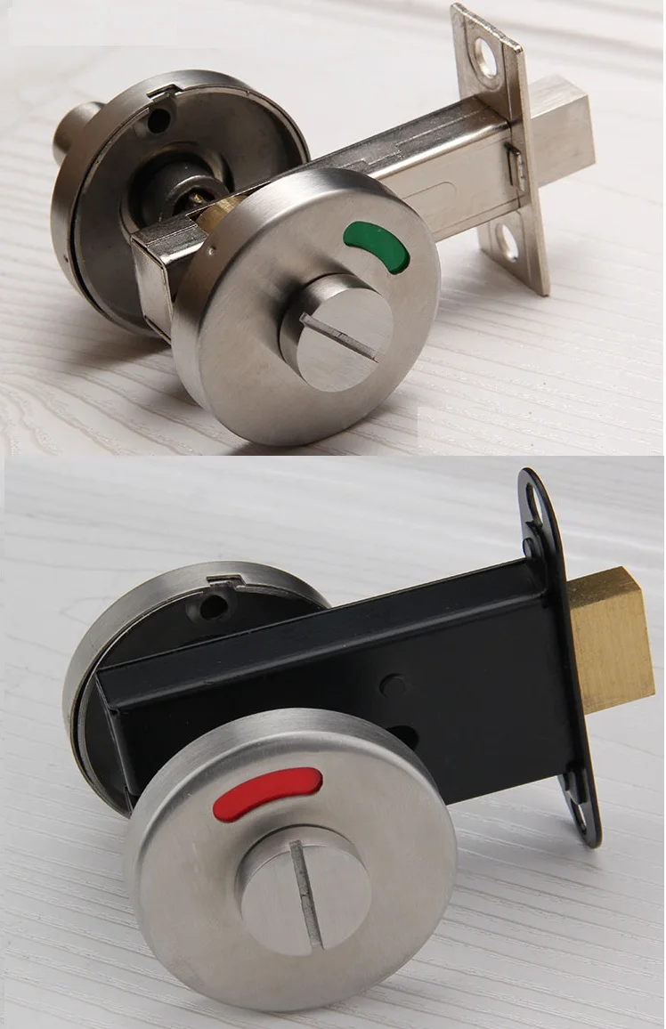 

Stainless Steel Door Lock With Red Green Indicator Public Restroom Toilet Partition Thumbturn
