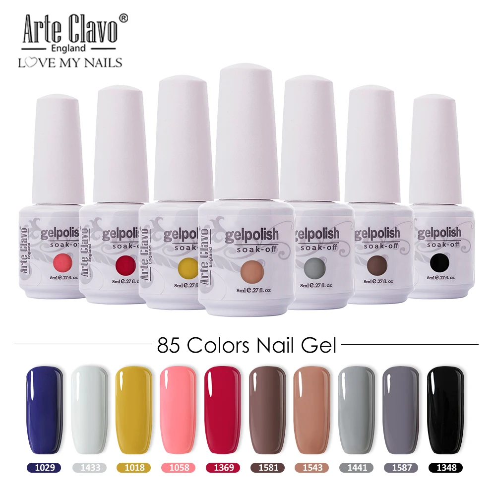  Arte Clavo 8ML Gel Nail Polish Soak Off Nail Art Led Nail Gel Varnish Semi Permanent UV Nail Polish