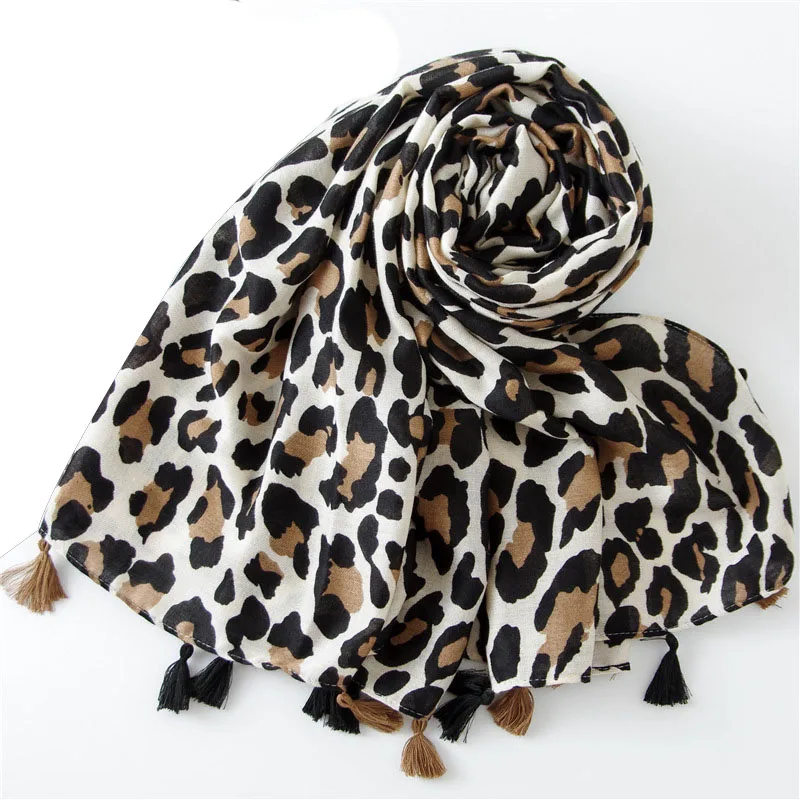 [RUNMEIFA] Fashion Women Wild Leopard print scarf shawls and wraps Sjaals famale Cotton Long Cape Shawl Scarves foulard femme - Цвет: 3