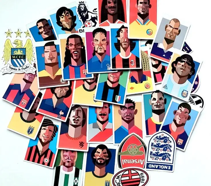 

35Pcs/Set World Football Star Sticker Waterproof Personality Design for For Suitcase Notebook Guitar and Skateboard Doodle