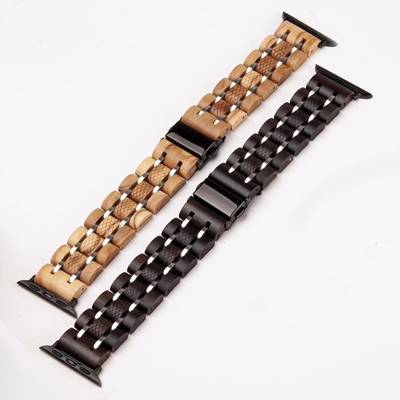 

Sport Wooden strap for watch 42mm in watchbands 38mm Ebony Zebra wood women men in gift box free shipping