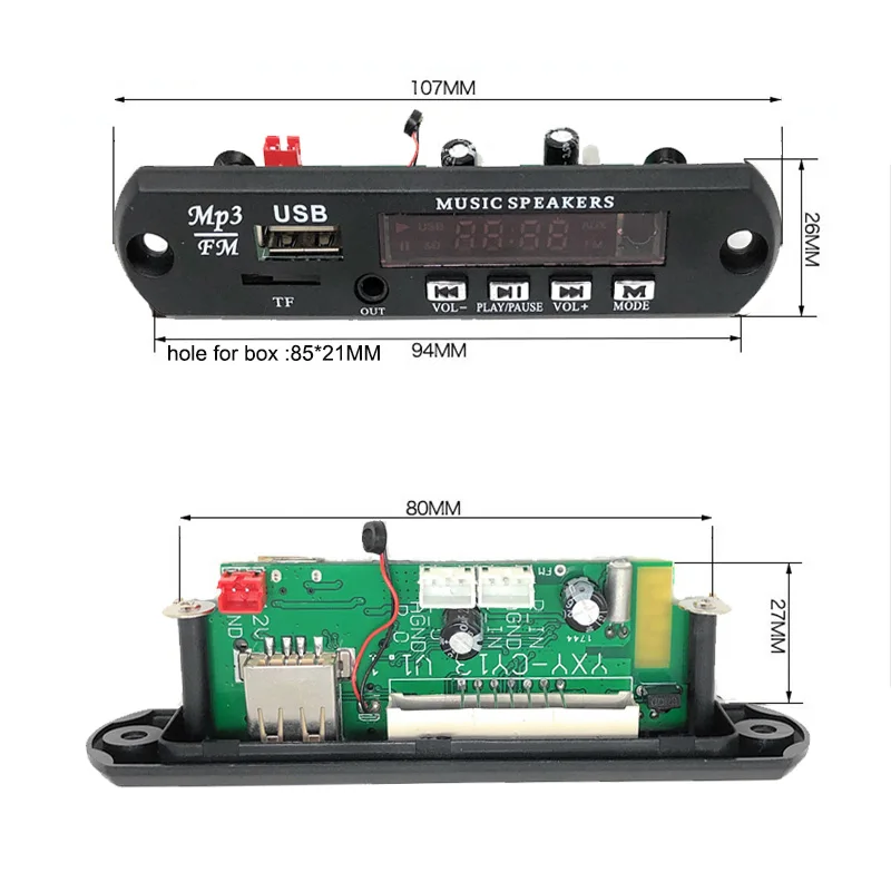 Bluetooth v4.2 + микрофон аудио модуль MP3 WMA плеер декодер 5 в 12 В TF карта USB/FM/удаленный
