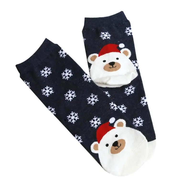 WOMAIL Горячая распродажа! Женские носки, женские Рождественские новые носки, модные зимние милые шерстяные 3d женские Теплые Носки с рисунком N14 - Цвет: Navy