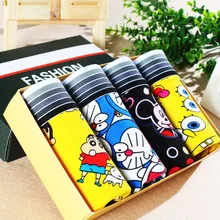 4 pcs/lot set cartoon male panties sexy full men’s trunk low-waist similar cotton panties male underwear men S3307