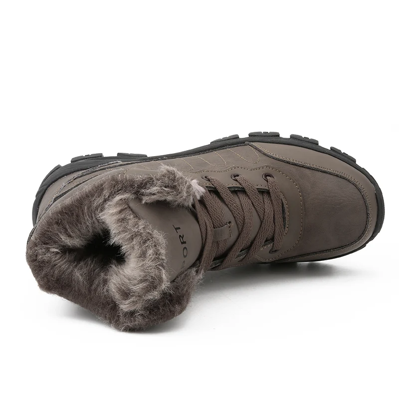 Супер теплые мужские зимние ботинки качественные Водонепроницаемые кожаные уличные мужские ботинки меховые ботильоны плюшевые зимние Ботинки Зимняя мужская обувь