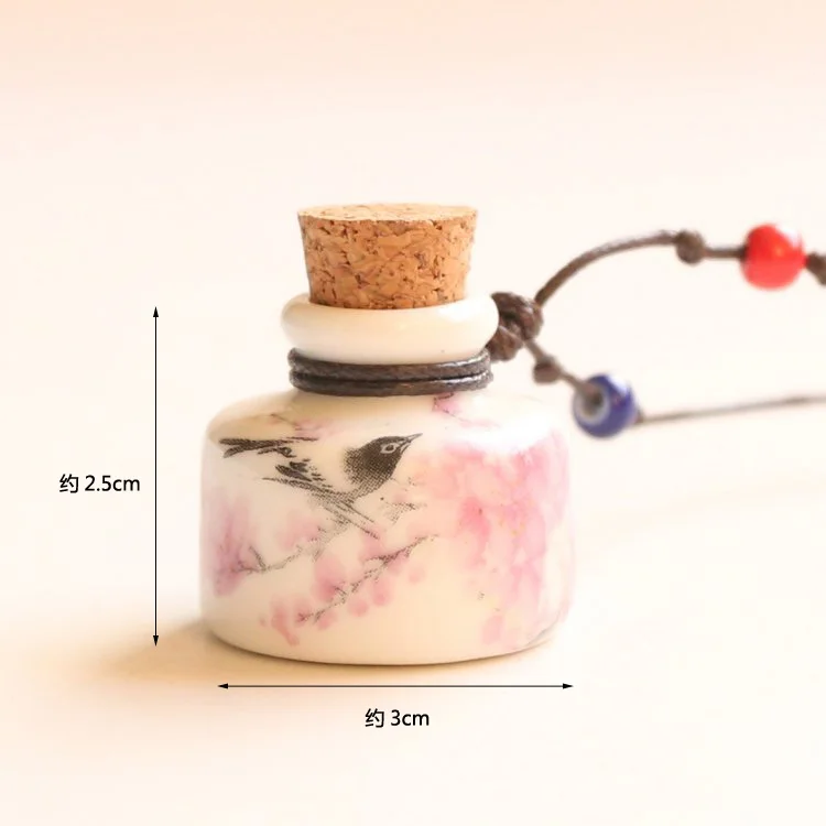 100 шт./лот, пустой керамический флакон для духов многоразового использования, контейнер для эфирного масла в китайском стиле,, ожерелье ручной работы для девочек