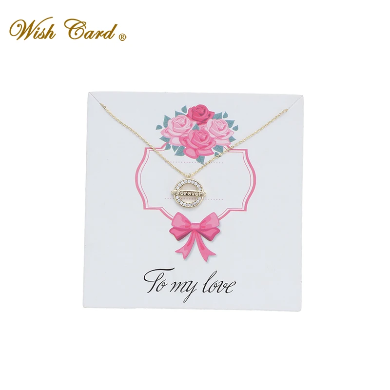 

Wish Card Forever Stellar Golden Pendant Copper Necklace To My Lover Present Memory Wedding Necklace Gift Dropship EY6045