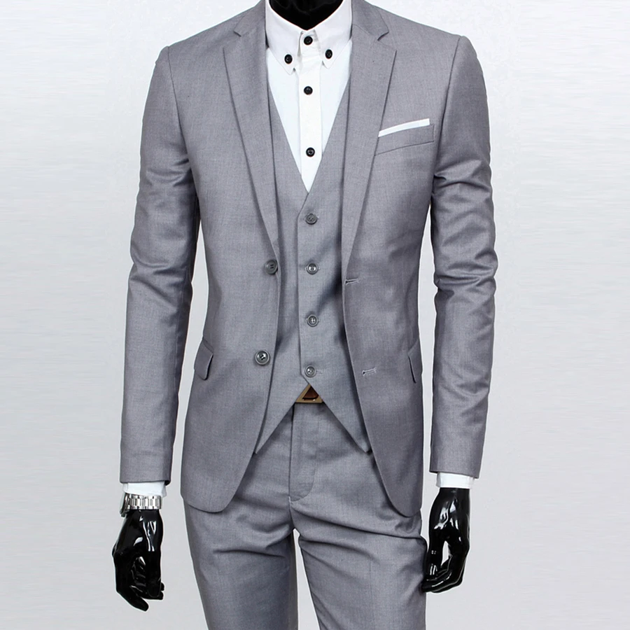 Fashion Groom Tuxedos Wedding Suits 3 Pieces (Jacket+Vest+Pants) Bridegroom Evening Business Prom Party Suit Slim Fit for Men