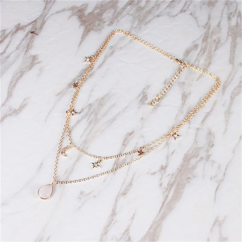 Fashion necklaces pendants for women Red Rose Honeybee Double-deck Necklace Pendant collares mujer Collier ras de cou A15#N (1)