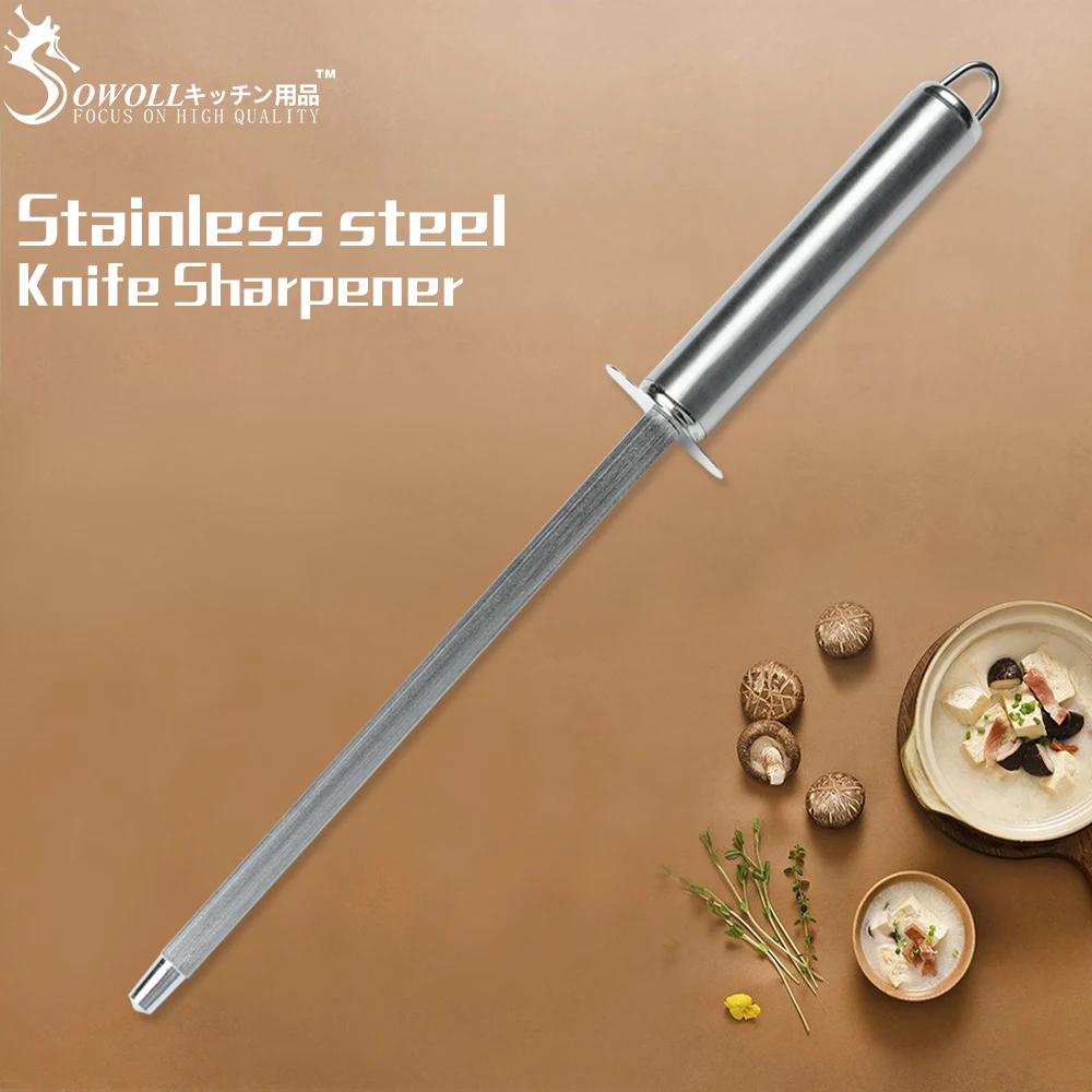 

Sowoll 8 Inch Knife Sharpening Rod Kitchen Knife Sharpener Professional Sharpener Kitchen Accessory Knives Grinder Honing Rod