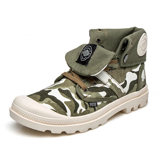 Обувь с круглым носком; мужские кроссовки; большие размеры Ботинки милитари, холщовая ткань армейские из джинсовой ткани; в камуфляжной расцветке; кроссовки; повседневные ботинки с высокими голенищами Тактический - Цвет: Camouflage 1