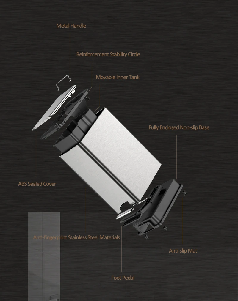 MR. BIN Edge 6L/9L скандинавский минимализм мусорный контейнер с педалью из нержавеющей стали и металла современный маленький мусорный бак для дома и офиса