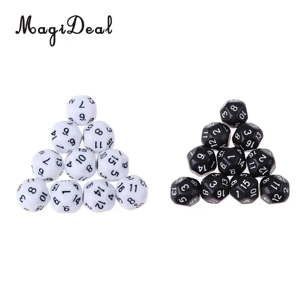 20pcs 16 Sided D16 14mm Acrylic Opaque Dices for Role Playing Game RPG Dice