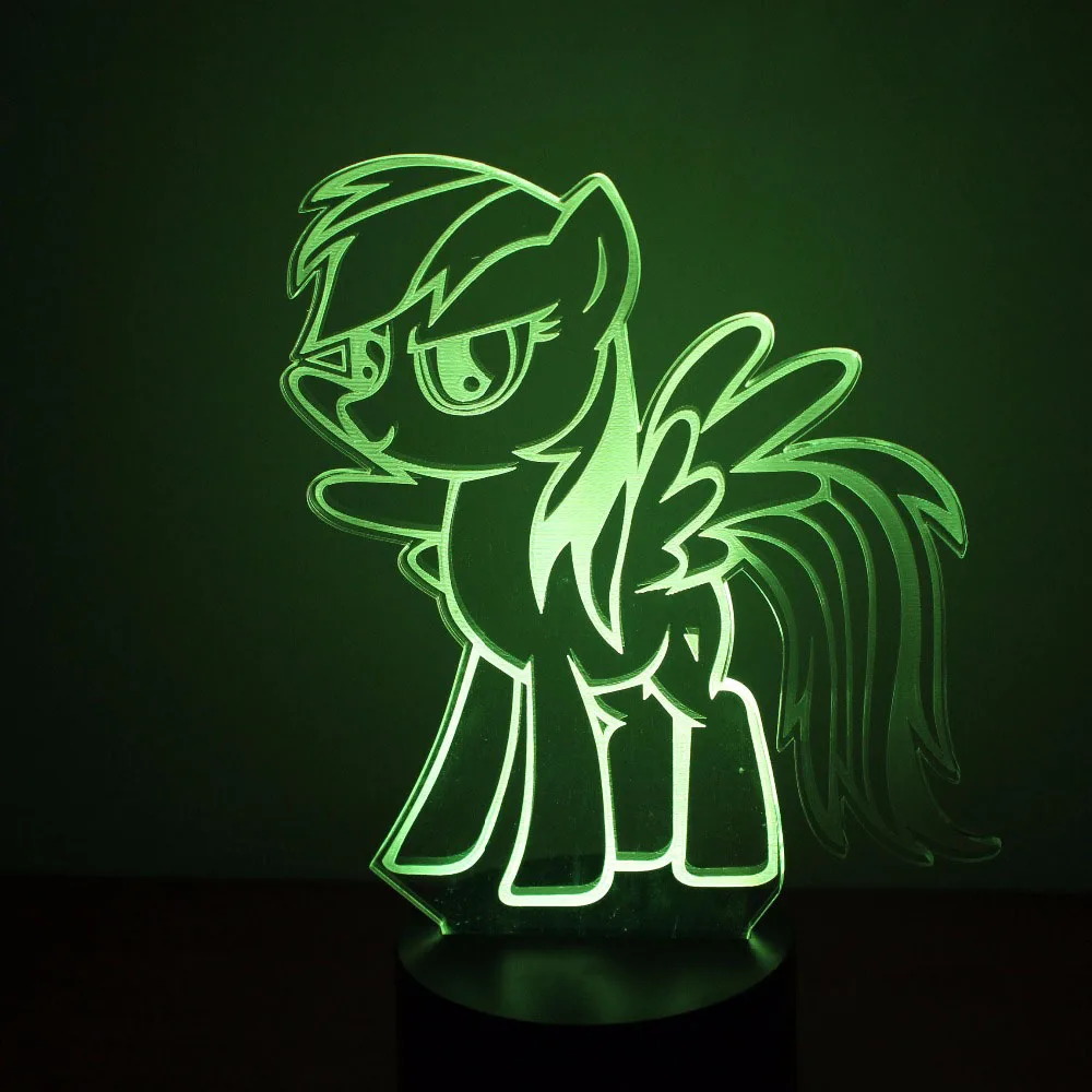 

Visual LED Kids Gifts 3D USB Cartoon Lovely Little Pony Modeling Nightlights Kids Bedroom Atmosphere Mood Decor Desk Table Lamp