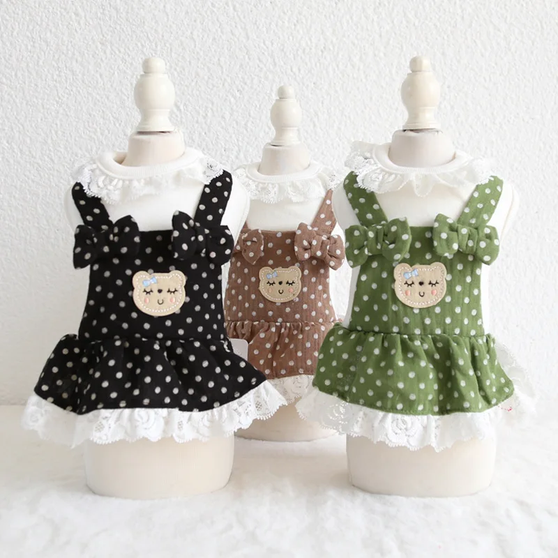 

Newest Dog Clothes with Polka Dot Printed Bear Animals Decor Multi Colors Dress Cute Pet Clothes Dog Two Feet Clothes for Pet