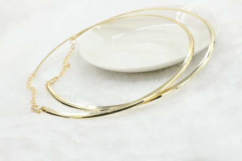 Горячее предложение, 1 шт., новое простое круглое кольцо в стиле панк для женщин, женское металлическое Золотое серебряное ожерелье-ошейник, модные украшения