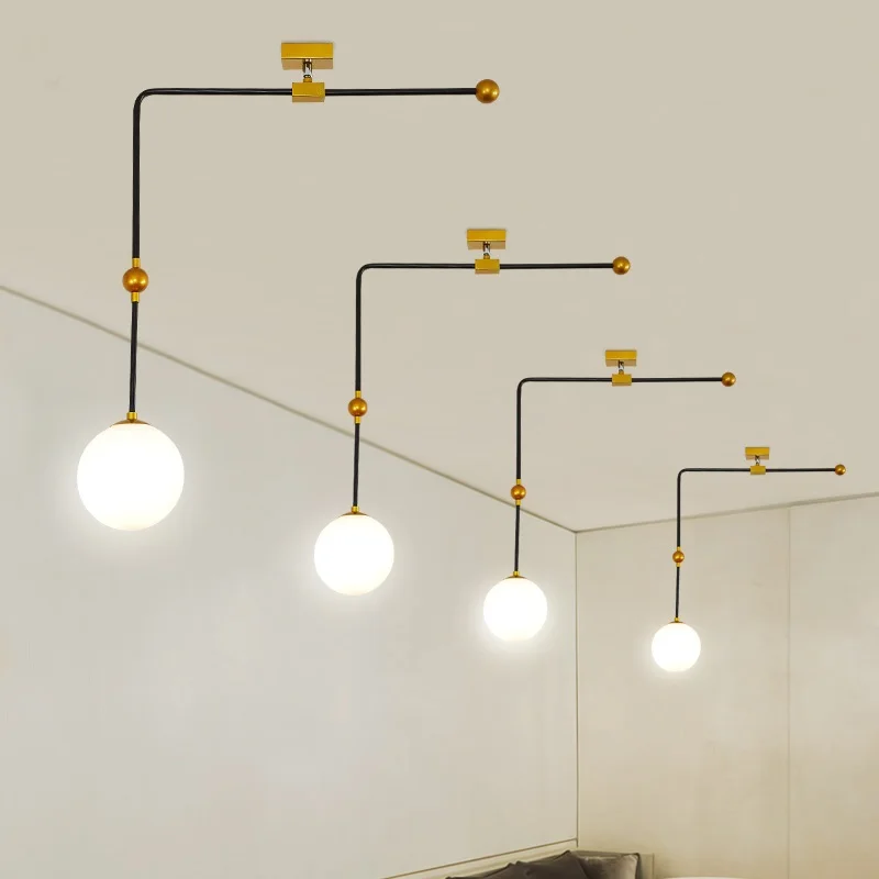 

Pendant Lights Geometric Simple Glass Ball Nordic Bedroom Study Mediterranean ZL77
