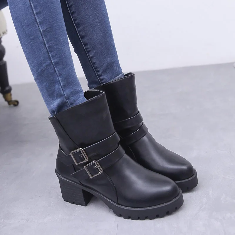 Botas de mujer 2015 moda otoño invierno botines Pu zapatos de cuero mujer  negro marrón botas de tacones altos zapatos de mujer mbt zapatos mujer|boots  horse|boots shoes womensshoe sneaker - AliExpress