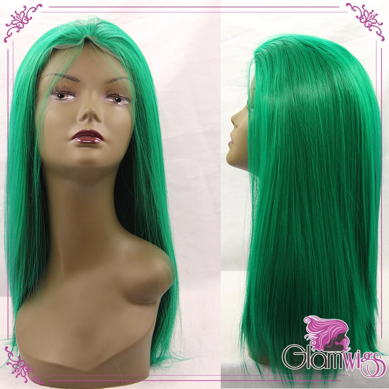 

Fashion Green Color Lace Front Wigs Synthetic Wholesale Silk Straight Synthetic Lace Front Wig Heat Resistant Fiber Hair