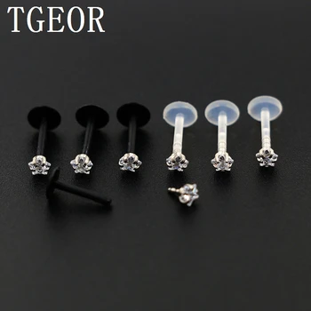 

new hot wholesale 20pcs 16G colors gem star CZ Cubic Zircon snap in lip ring UV acrylic labret piercing free shipping