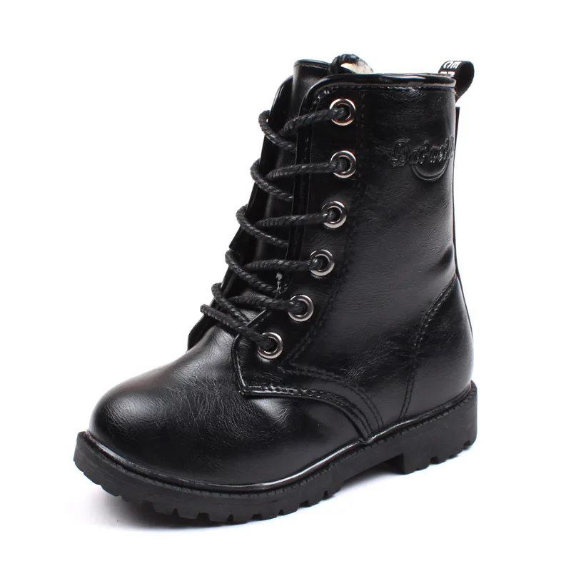 

Girls Snow Boots 2018 Fashion Winter Warm Waterproof Big Shoes For Girl Anti-slippery Leather Women Boot Children Child Footwear