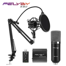 Professional 3.5mm Wired Condenser KTV Microphone Cardioid Pro Audio Studio Vocal Recording Mic KTV Karaoke+ Metal Shock Mount metal 55sh microphone rose gold color vocal dynamic retro vintage mic 55 sh for mixer audio studio video singing recording