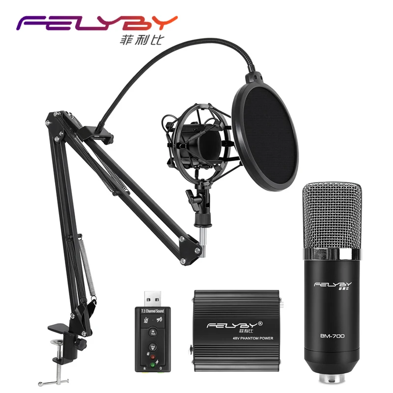 

Professional 3.5mm Wired Condenser KTV Microphone Cardioid Pro Audio Studio Vocal Recording Mic KTV Karaoke+ Metal Shock Mount